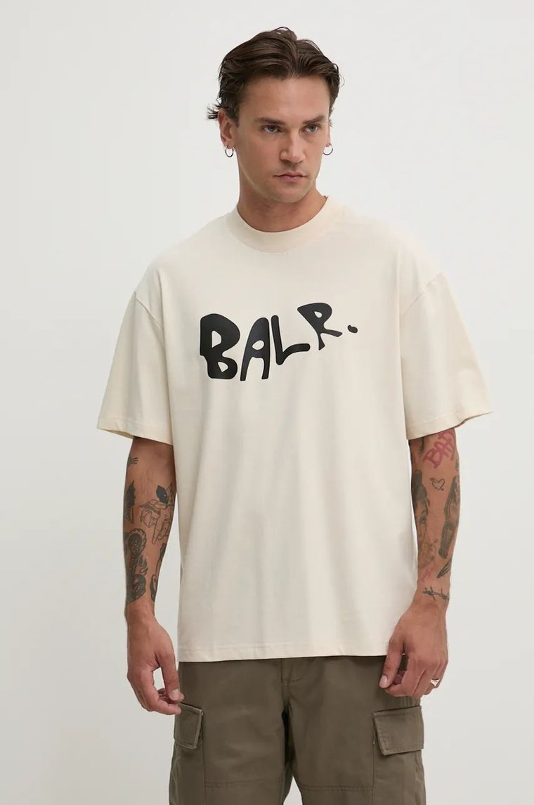 BALR. t-shirt bawełniany Game of the Gods męski kolor beżowy z nadrukiem B1112 1269