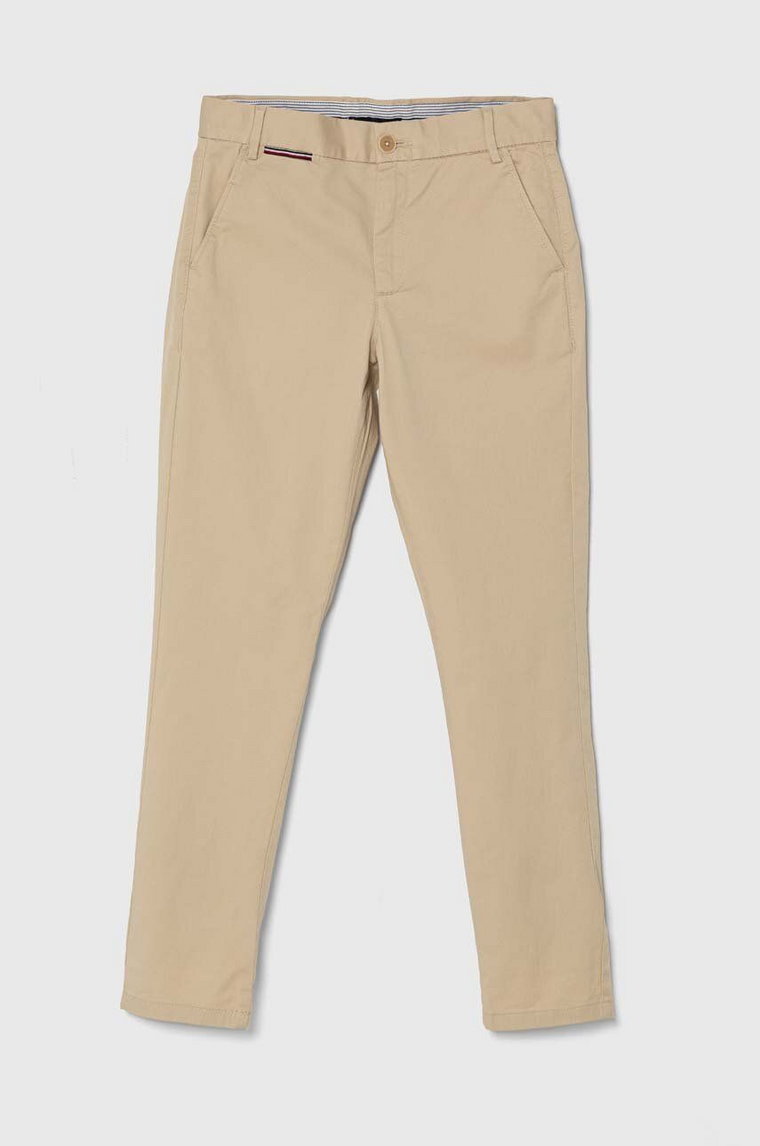 Tommy Hilfiger spodnie dziecięce kolor beżowy gładkie