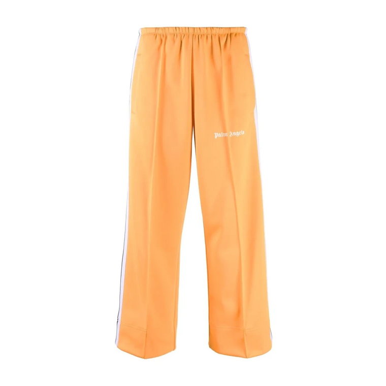 Pomarańczowe Szerokie Spodnie z Detalem Logo Palm Angels