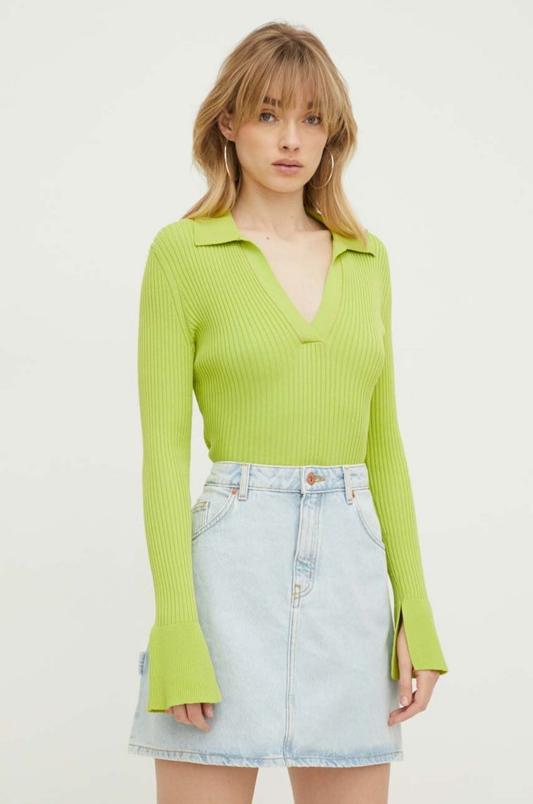 HUGO sweter damski kolor zielony lekki 50507957