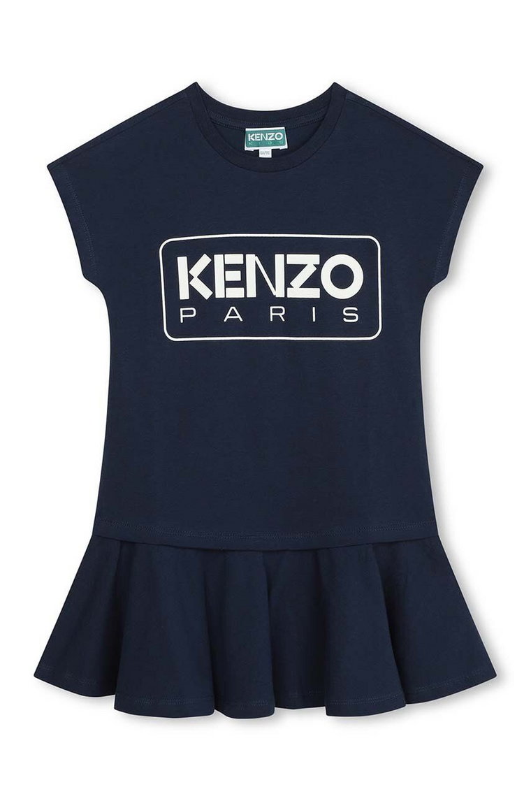 Kenzo Kids sukienka bawełniana dziecięca kolor niebieski mini rozkloszowana