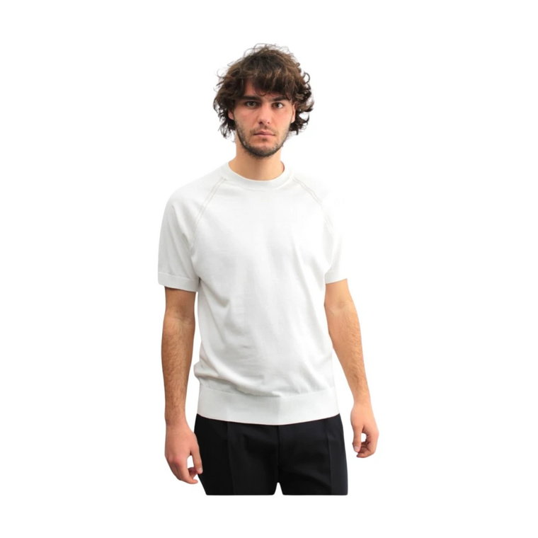 Biała koszulka z okrągłym dekoltem Paolo Pecora