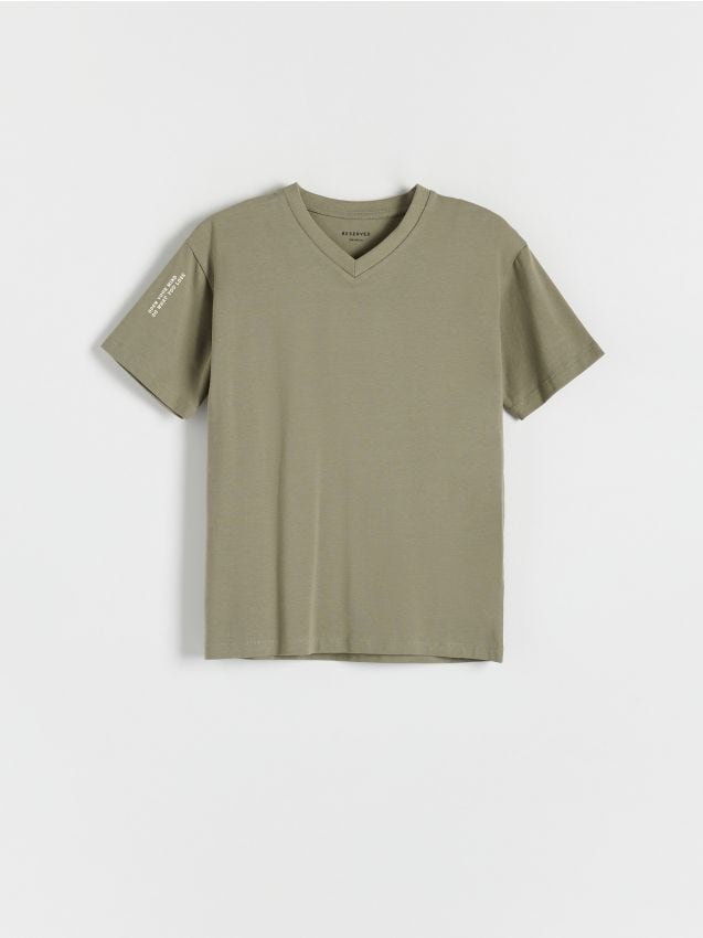 Reserved - T-shirt z nadrukiem - ciemnozielony