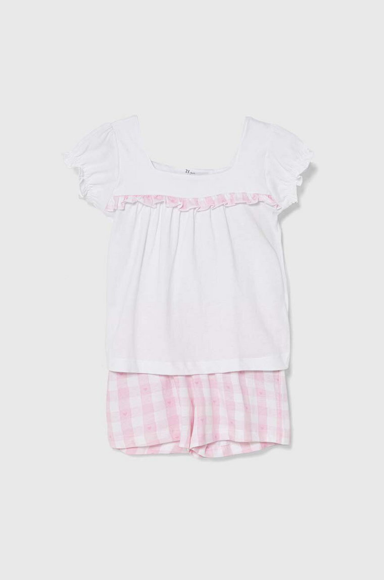 zippy piżama bawełniana dziecięca kolor różowy wzorzysta