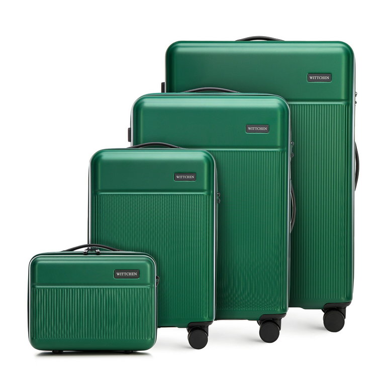Komplet walizek z ABS-u z pionowymi paskami zielony