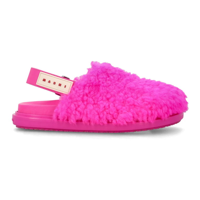 Shearling Fussbet Mules - Pink Aw23 Marni