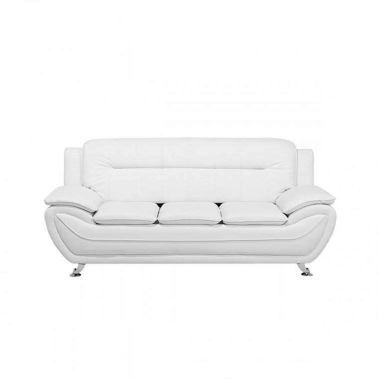 Sofa skóra ekologiczna trzyosobowa biała LEIRA BLmeble kod: 4260602377597