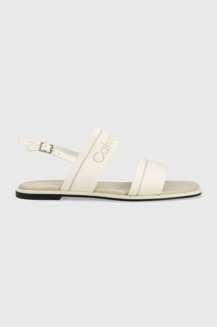 Calvin Klein sandały SQUARED SANDAL HE damskie kolor beżowy HW0HW01496