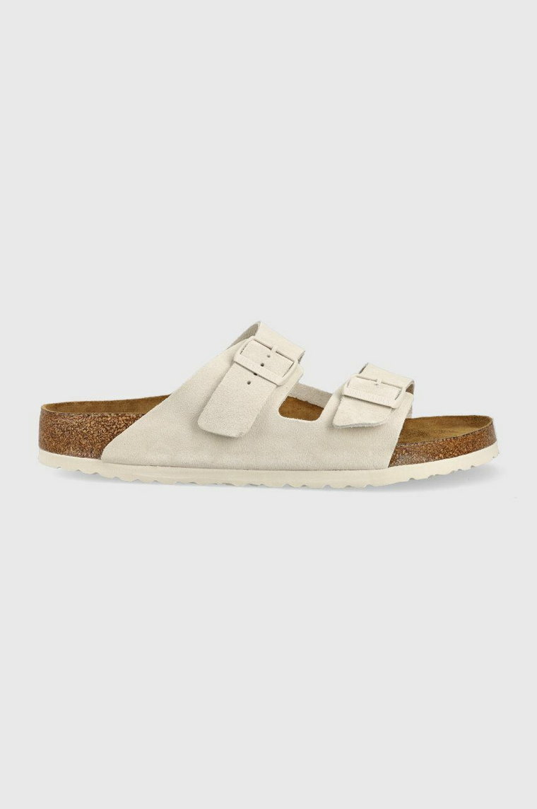 Birkenstock klapki zamszowe Arizona męskie kolor szary 1024554-lgrey