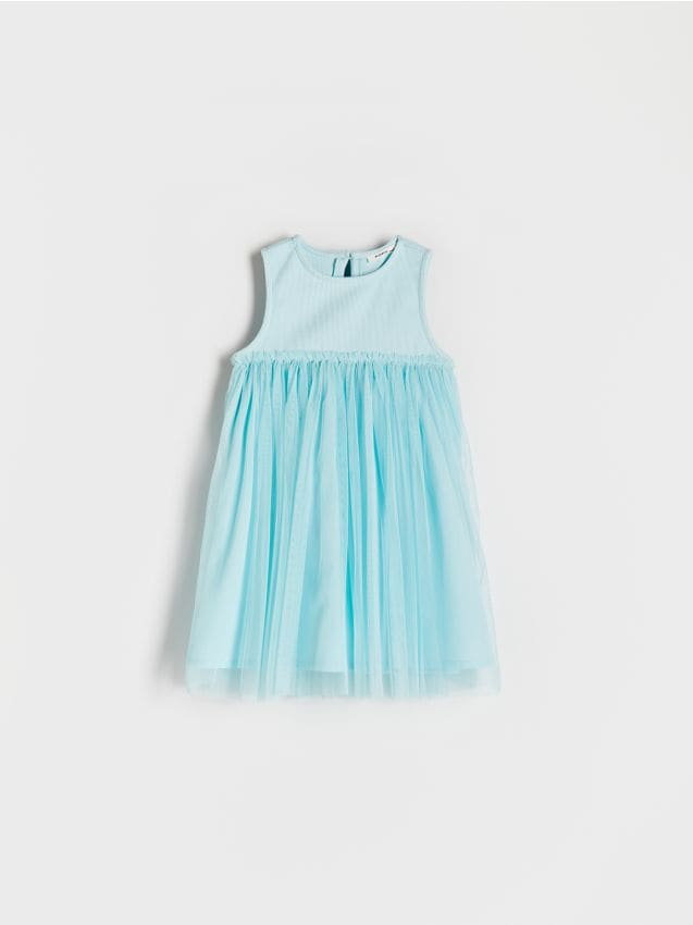 Reserved - Sukienka z tiulowym dołem - jasnoturkusowy