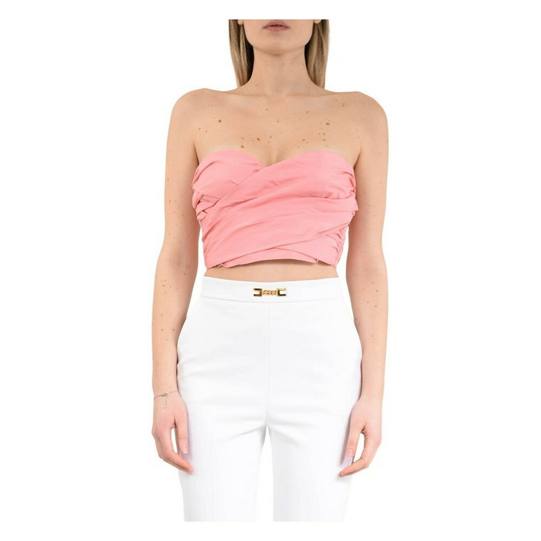 Ottoman Crop Top z draperią Elisabetta Franchi