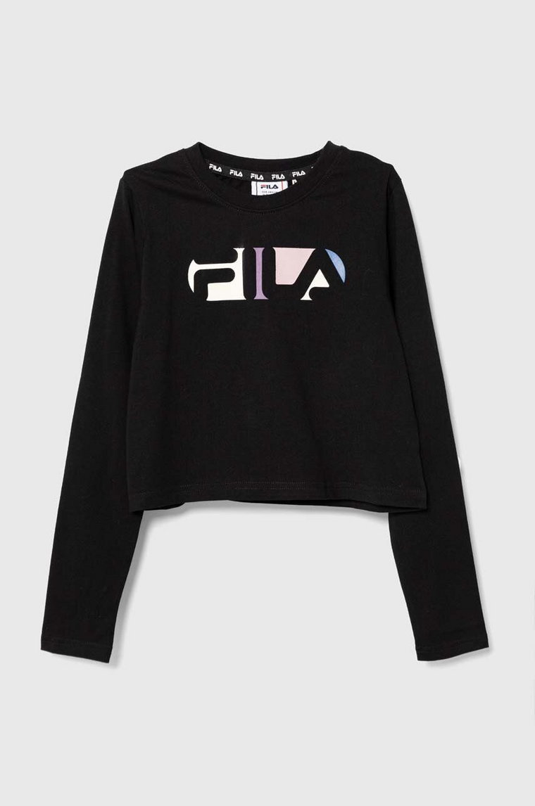 Fila longsleeve bawełniany dziecięcy BIEBERN cropped longsleeve shirt kolor czarny