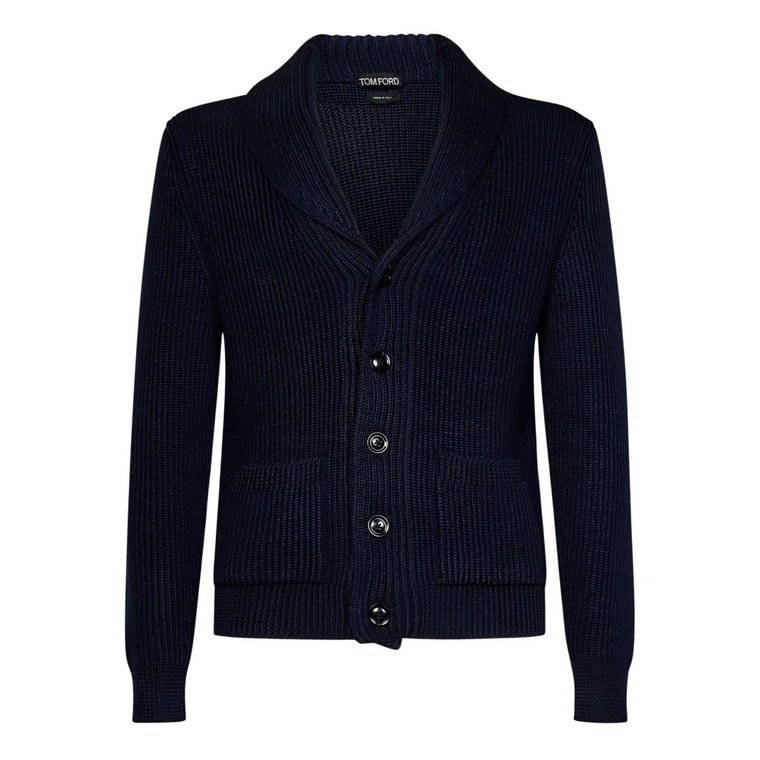 Niebieskie Swetry Męskie - Kolekcja Aw23 Tom Ford