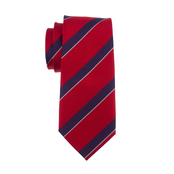 Krawat czerwony paski EM 19