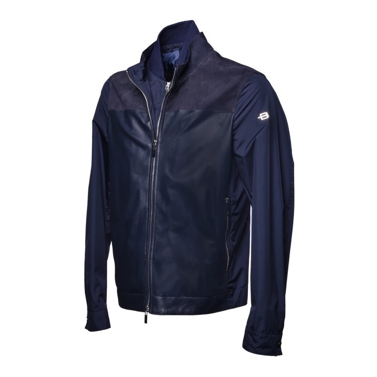 Jacket in fabric and blue suede Baldinini