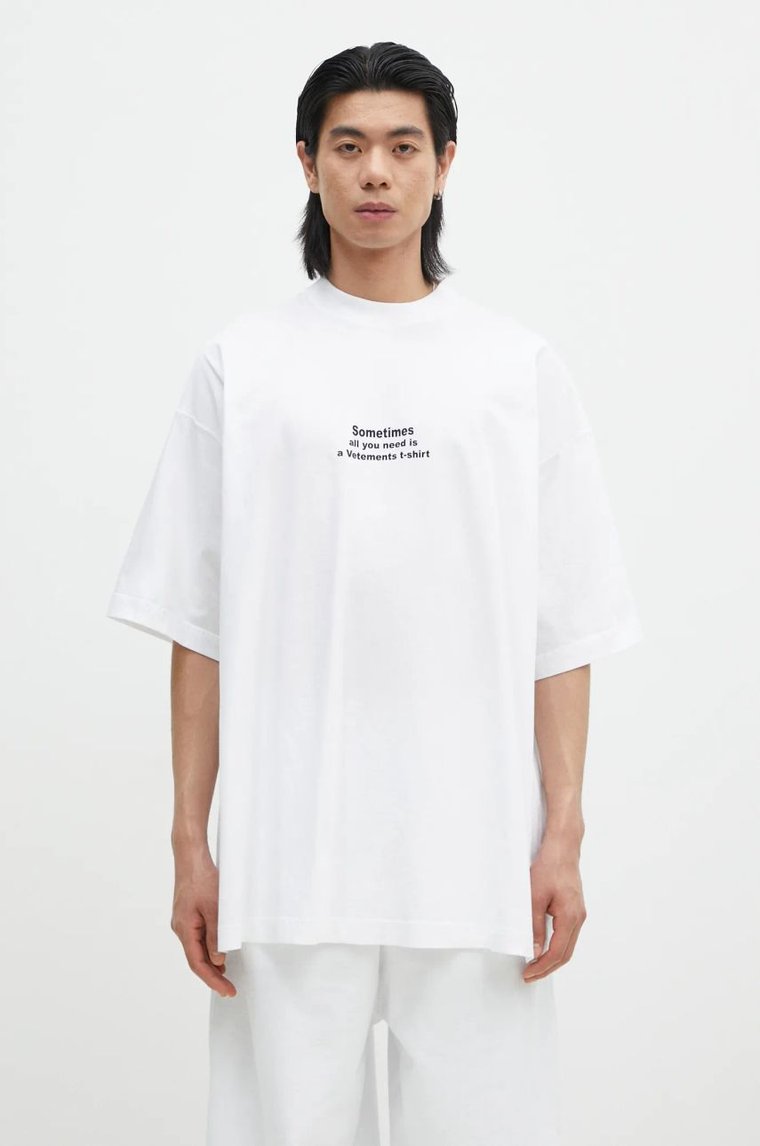 VETEMENTS t-shirt bawełniany All You Need Oversized kolor biały z nadrukiem UA66TR690W