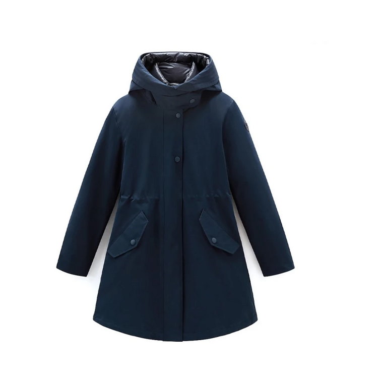 Damska Długa Zielona Parka 3 w 1 Woolrich