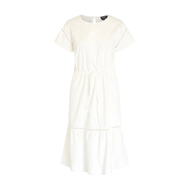 Biała Sukienka z Krótkimi Rękawami z Bawełny A.p.c.