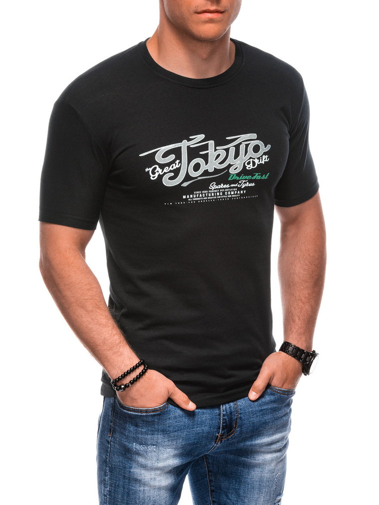 T-shirt męski z nadrukiem S1964 - czarny