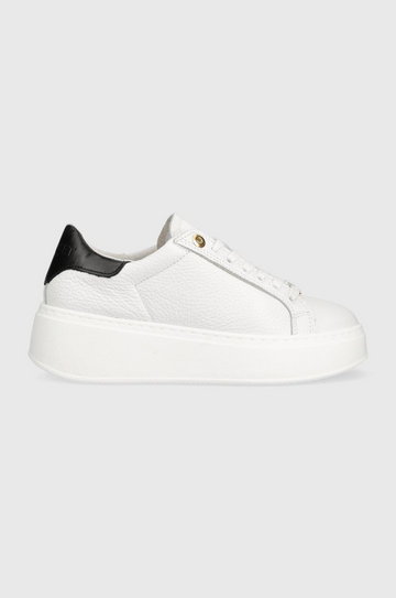 Twinset sneakersy skórzane kolor biały 231TCP110