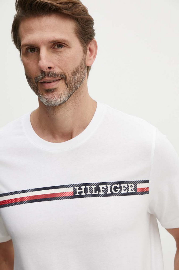 Tommy Hilfiger t-shirt bawełniany męski kolor biały z nadrukiem MW0MW36739