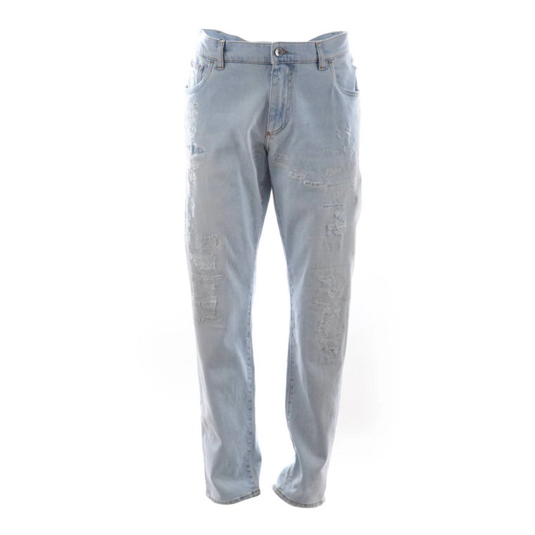 Męskie wąskie zniszczone jeansy Dolce & Gabbana