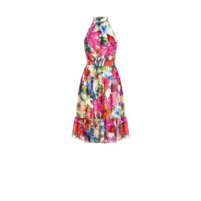 Krótka sukienka z żorżety z falbanką Rinascimento - Cfc0114890003 Rinascimento