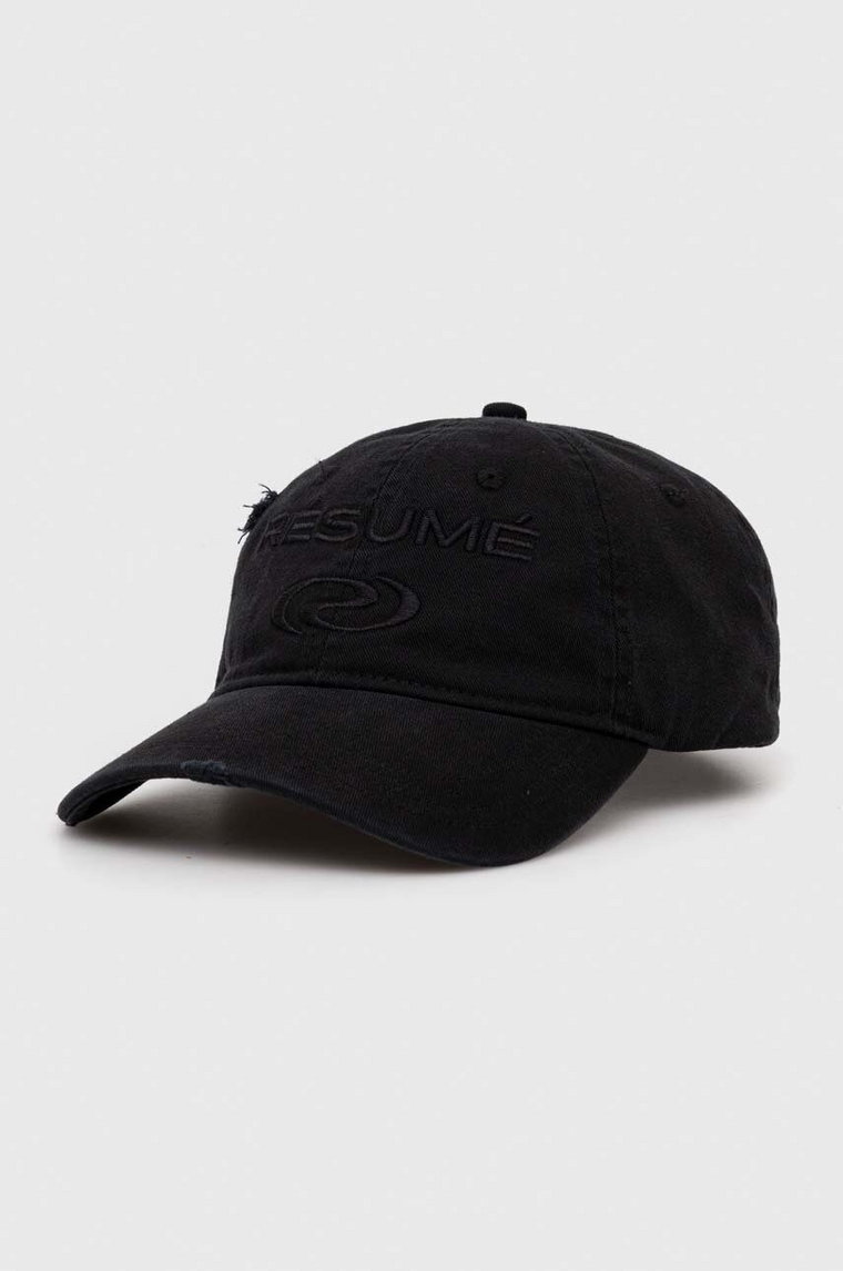 Résumé czapka z daszkiem bawełniana kolor czarny z aplikacją