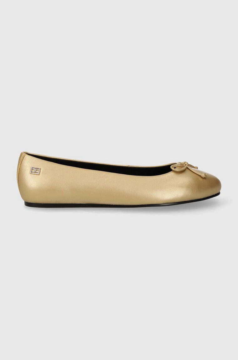 Tommy Hilfiger baleriny skórzane ESSENTIAL GOLDEN BALLERINA kolor złoty  FW0FW07865