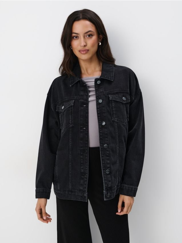 Mohito - Kurtka jeansowa oversize - czarny