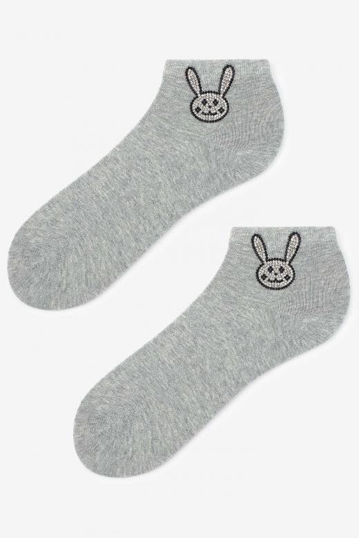 Niskie skarpetki damskie z błyszczącym królikiem Cotton Funny Bunny 01 Marilyn