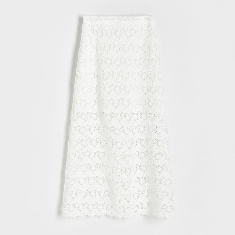 Reserved - Spódnica w kwiatowy wzór - biały
