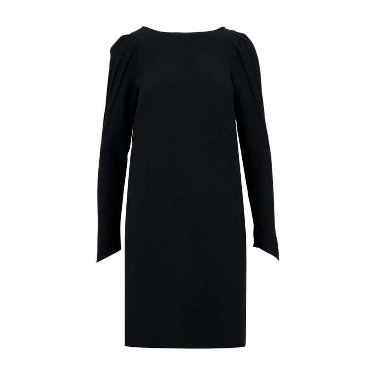 Czarna plisowana sukienka z długim rękawem N21