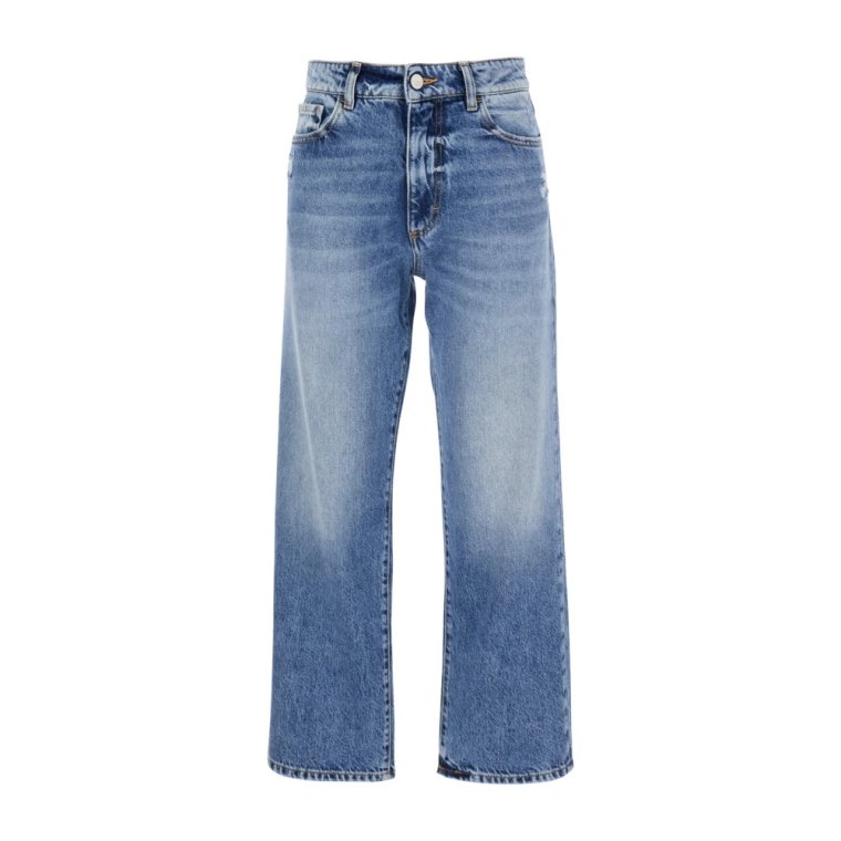 Niebieskie Jeansy Straight Leg Średnie Wzrost Icon Denim