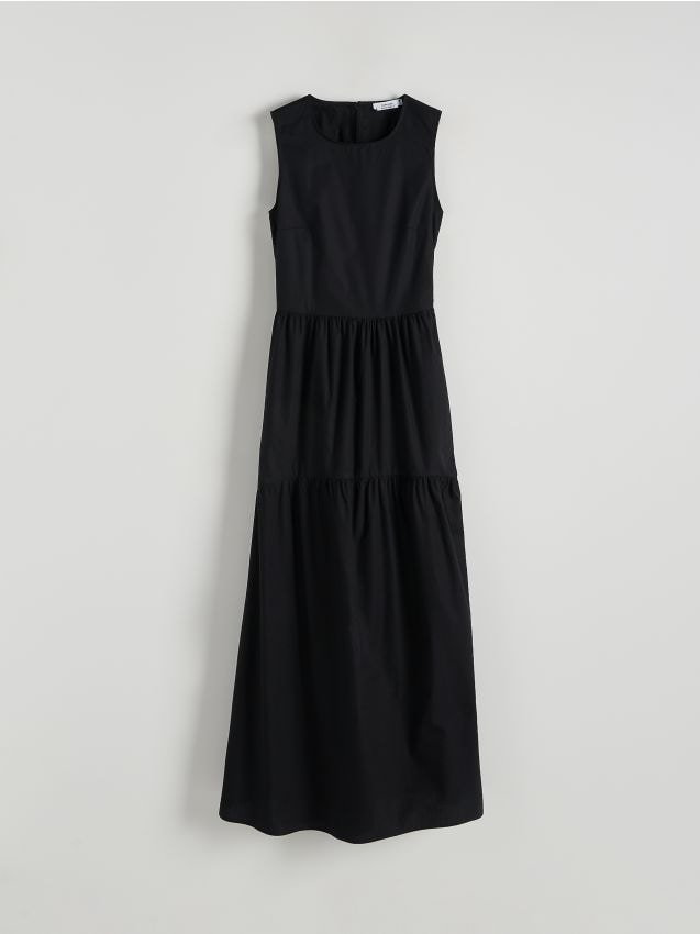 Reserved - Bawełniana sukienka maxi - czarny