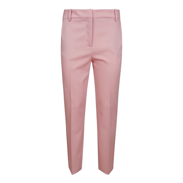 Różowe Spodnie Slim Fit z Paskiem Liviana Conti