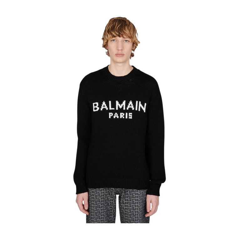 Wełniany Sweter z Logo Balmain