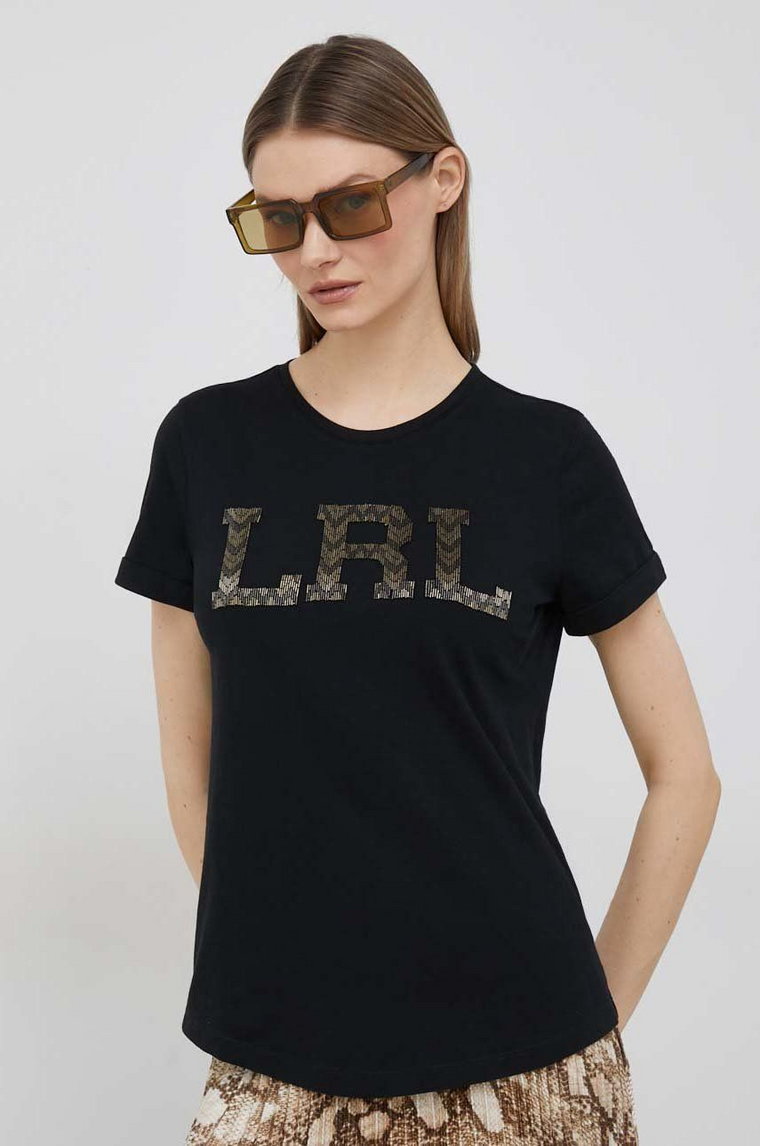 Lauren Ralph Lauren t-shirt bawełniany kolor czarny