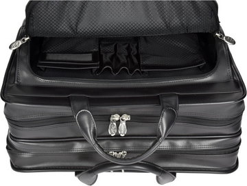 Skórzana torba podróżna na kółkach na laptopa 17" czarna Franklin