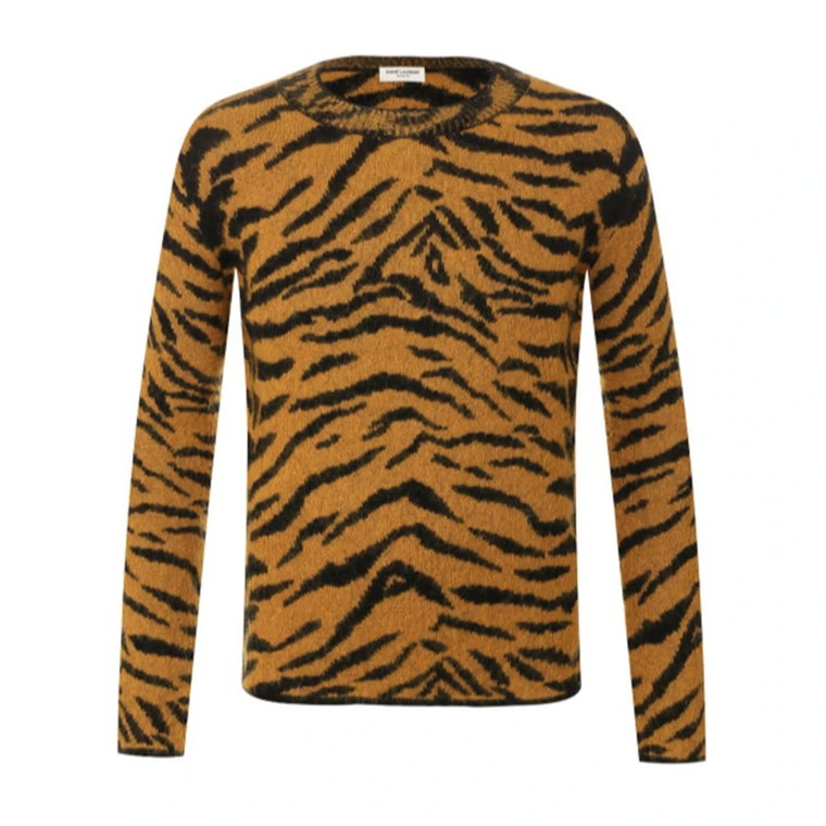 Zebra Jacquard Sweter z Wełny Saint Laurent