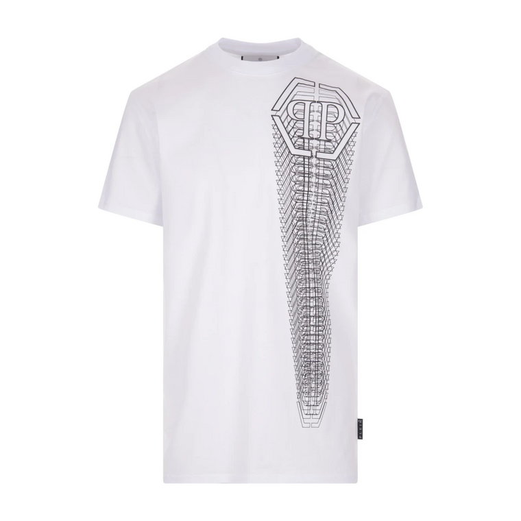 Biała Bawełniana Koszulka z Krótkim Rękawem Philipp Plein