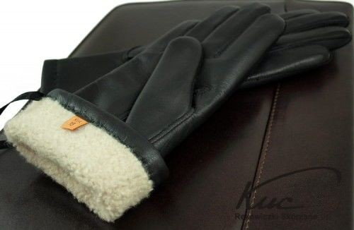 Damskie rękawiczki skórzane ocieplane naturalnym futrem - super ciepłe