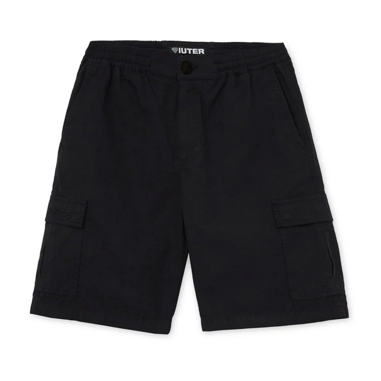 Cotton czarny cargo shorts Iuter