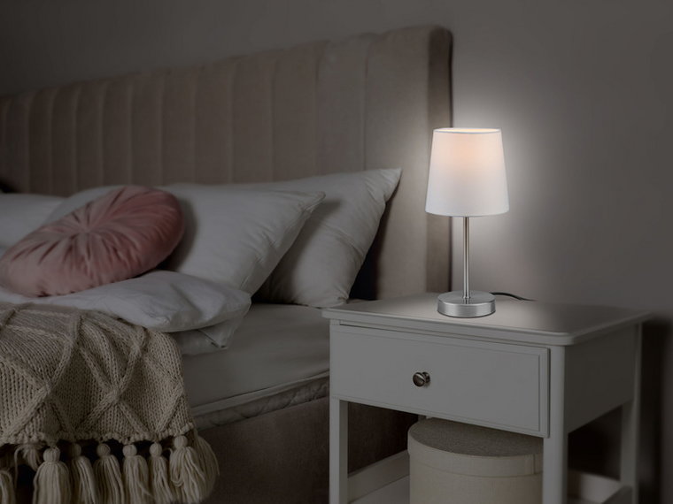 LIVARNO home Lampa stołowa LED z tekstylnym kloszem (Biały)