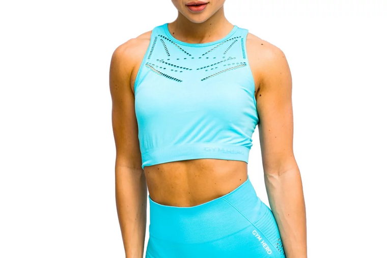 GymHero Venice Beach Top Short Bra BRA-SHORTBABYBLUE, Damskie, Niebieskie, biustonosze sportowe, poliamid, rozmiar: L