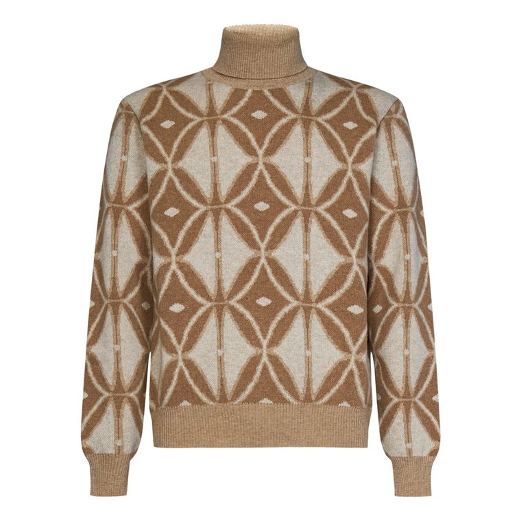 Beżowy Sweter z Geometrycznym Motywem Etro