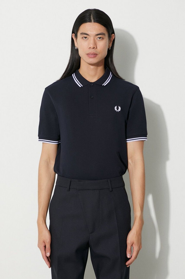 Fred Perry polo bawełniane kolor granatowy z aplikacją M3600.238