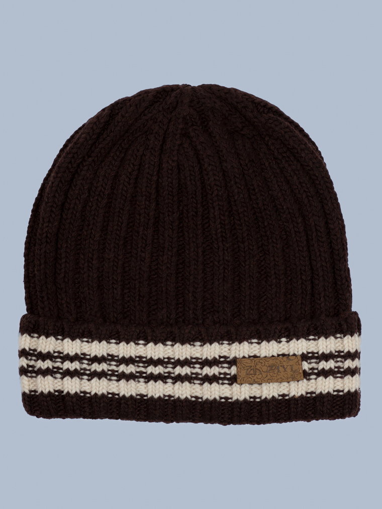 Klasyczna zimowa czapka męska Shelovet ciemnobrązowa