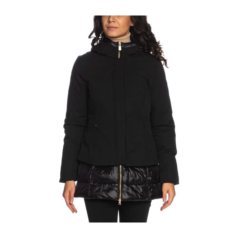 Czarny syntetyczny płaszcz dla kobiet YES ZEE