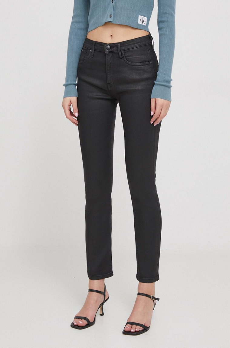 Pepe Jeans jeansy SLIM JEANS HW COATED damskie kolor czarny PL204599